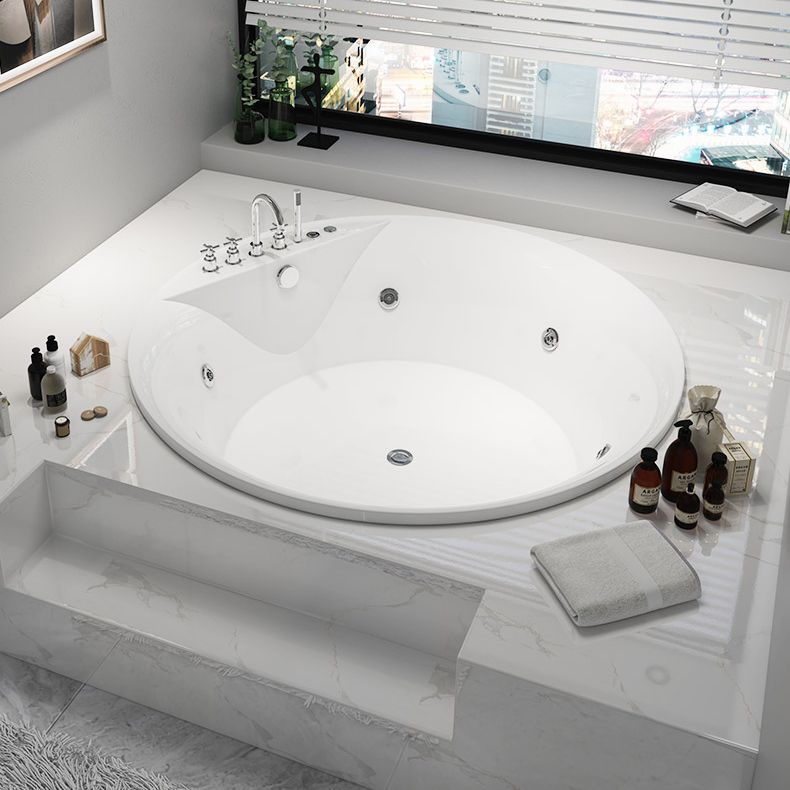Modern White Acrylic Bath Tub Round Drop-in Bathtub for Home