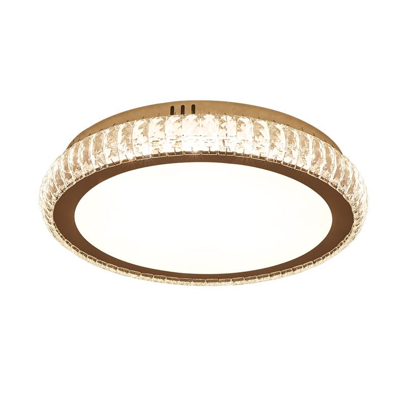 Prismatic K9 Crystal Geometric Ceiling Fixture Simple White LED Flush Mount Lighting for Bedroom