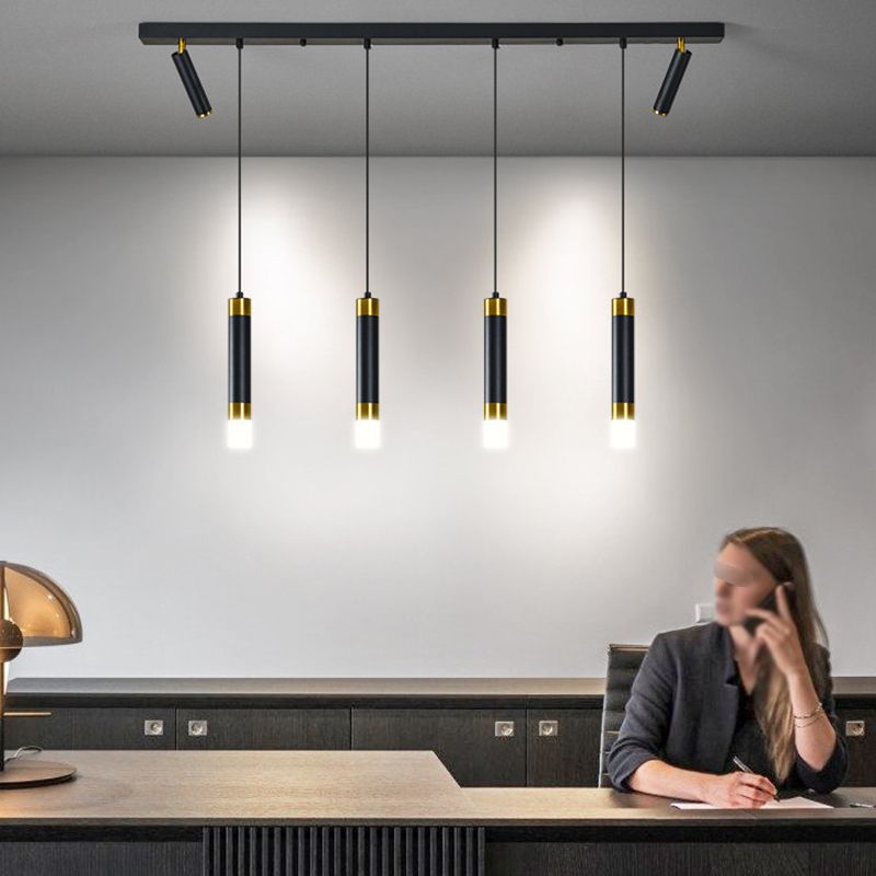 Luce a ciondolo a LED LED LINEAR BLACE Luce a soffitto in ferro battuto in stile moderno con ombra acrilica