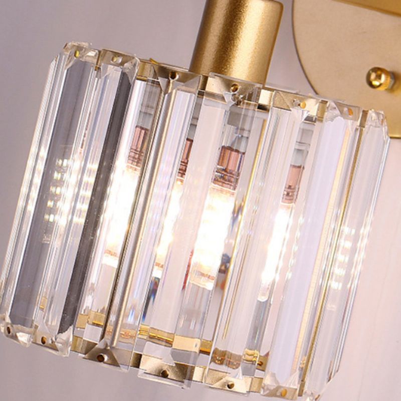 Cilindrische SCONCE-verlichtingsarmaturen Moderne stijl Crystal 1-Licht wandmontage Lamp in zwart en goud
