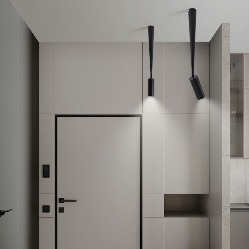 Iluminación cilíndrica del pasillo LED METAL LED Minimalista Pantnight en negro