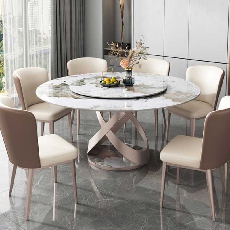 Contemporary Metal Dining Room Chair Armless Faux Leather Side Chairs