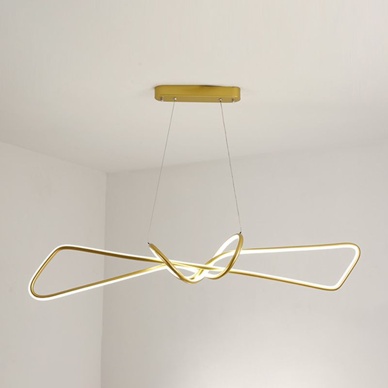 Aluminium Linear LED Pendant Light in Modern Singular Style Silica Gel Ceiling Light for Dining Room