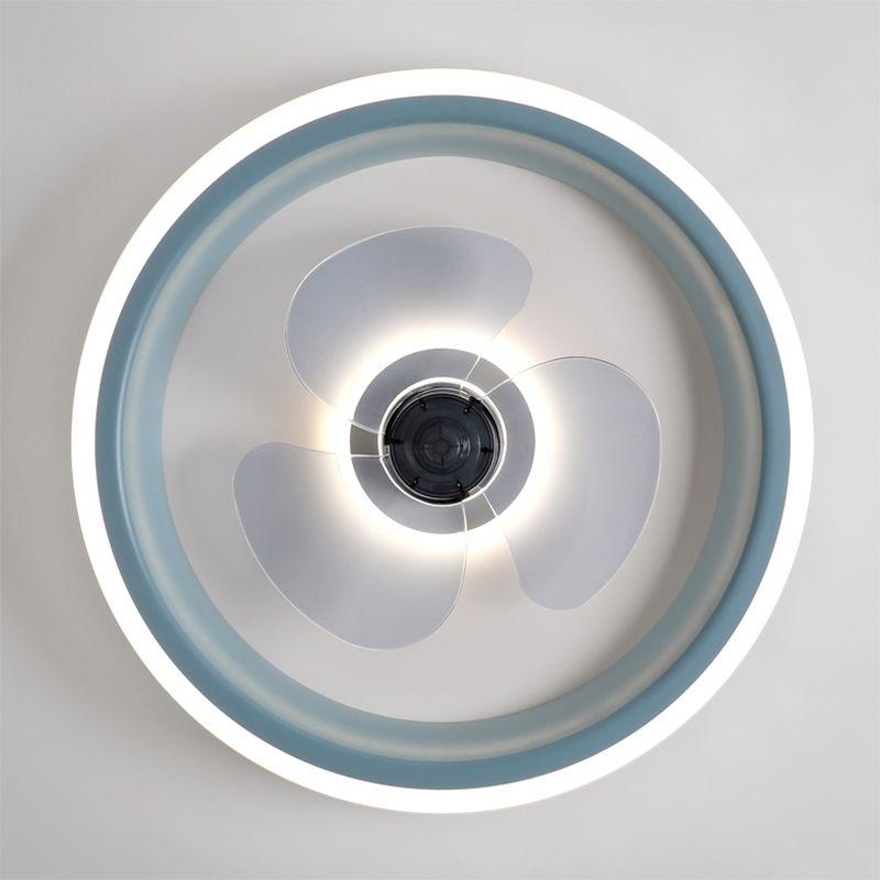 Fernbedienungssteuerungs -LED -Deckenlüfter Macaron Acryl Schlafzimmer Halbflush -Halterung Lampe