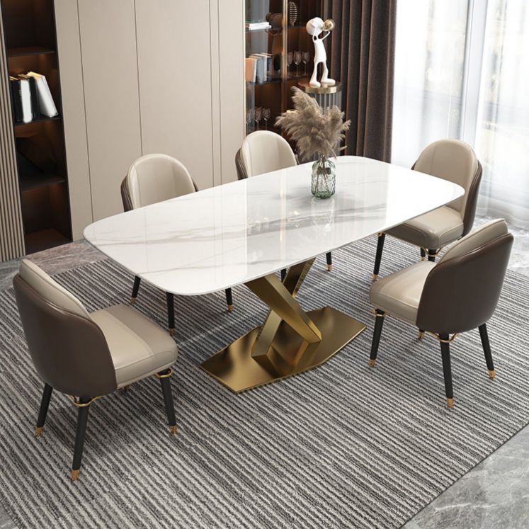 Modern Kitchen Stone Furniture Set 1/4/5/7 Pieces with Upholstered Side Chairs