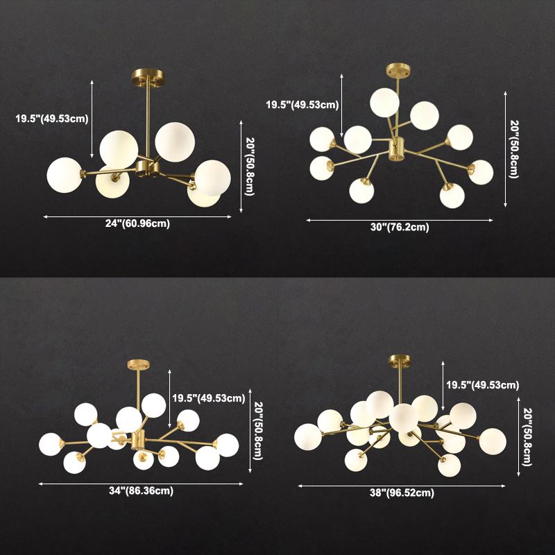 Glass Gold Chandelier in Modern Artistic Style Copper Globe Pendant Light for Interior Spaces