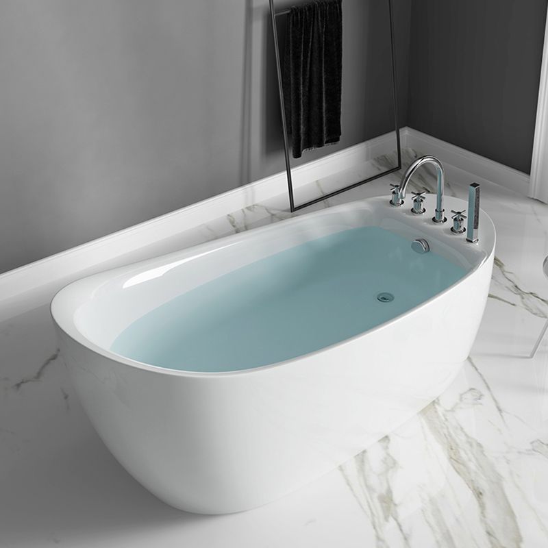 Freestanding Acrylic Bathtub Pop-up Drain Oval Modern Right-Hand Bath