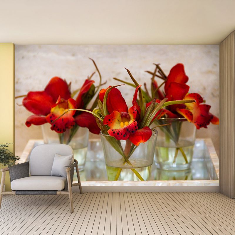 Flowers and Vase Wallpaper Mural Decal Customized Modern Wall Covering for Bedroom