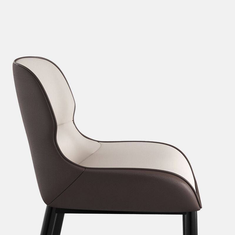 Arm Wingback Parsons Chair Industrial Style Faux Leather Dining Chairs