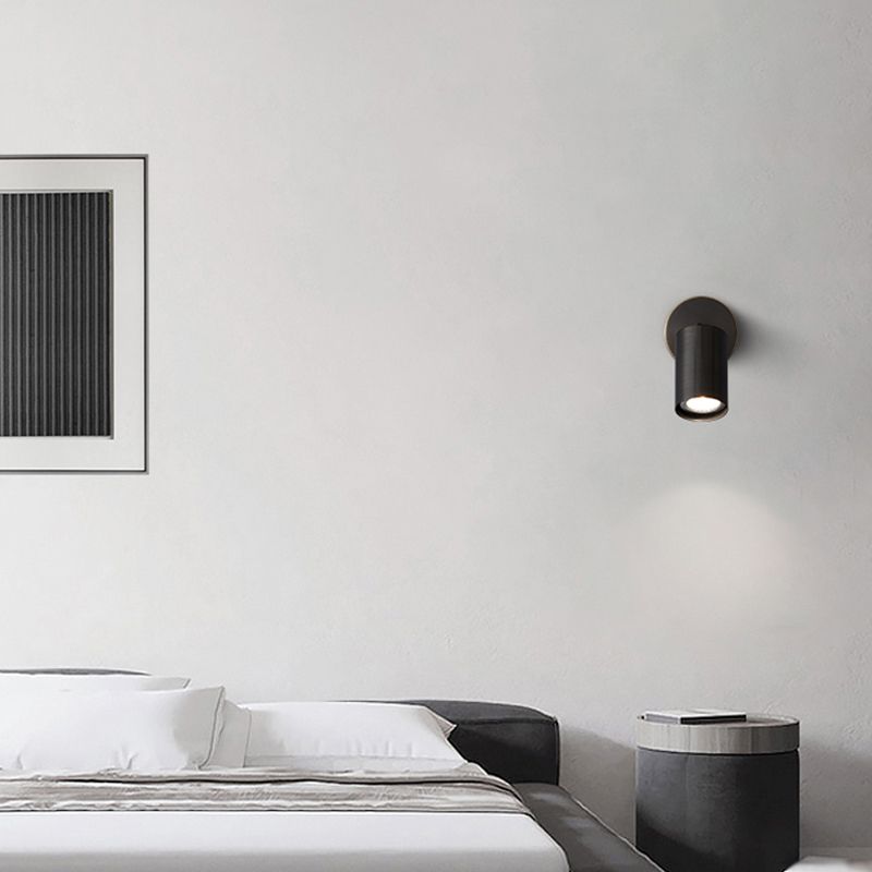 Half Cylinder Shade Metal Wall Sconce Modern Style 1 Light Wall Mount Lighting in Black