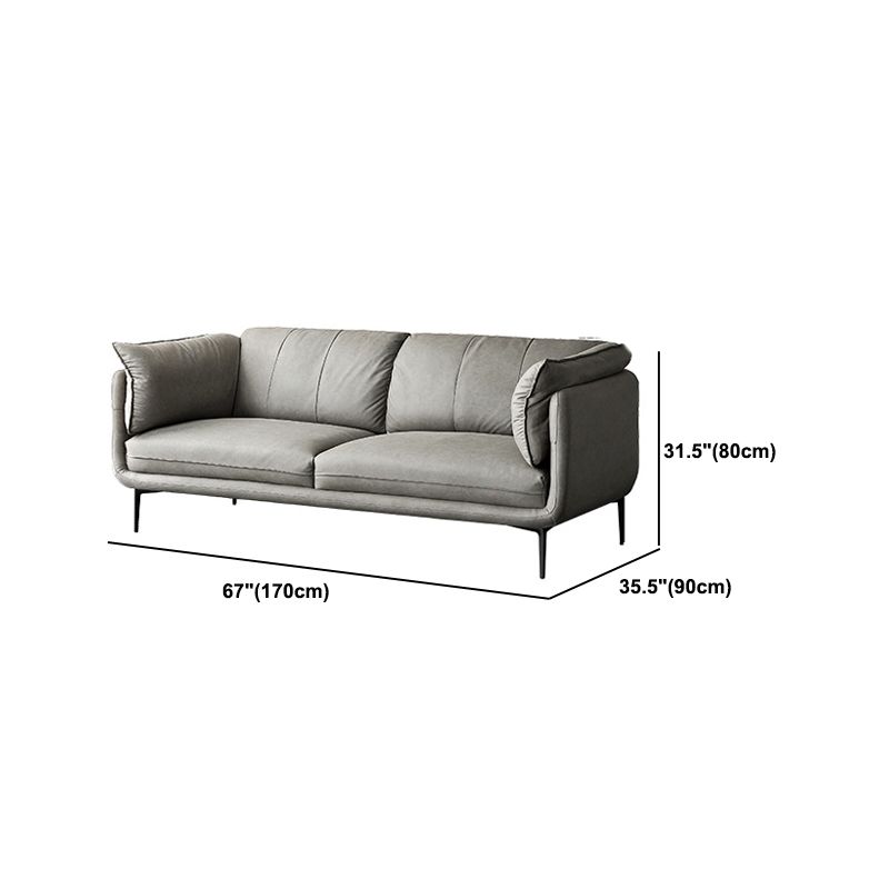 Modern Faux Leather Sofa Stain-resistant Tuxedo Arm Sofa in Gray