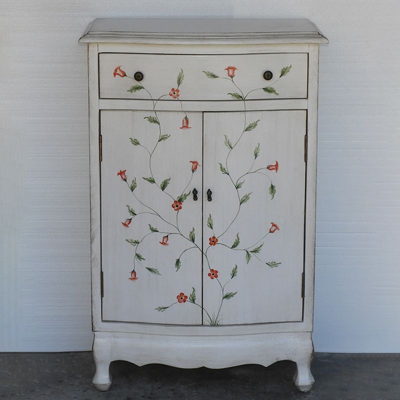 Mid-Century Modern Rectangle Cabinet Wood Side Cabinet with Drawer