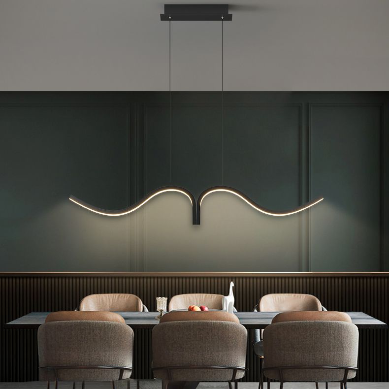 Contemporary Waves Island Light Metal 2 Light  Island Lighting Fixtures for Kitchen