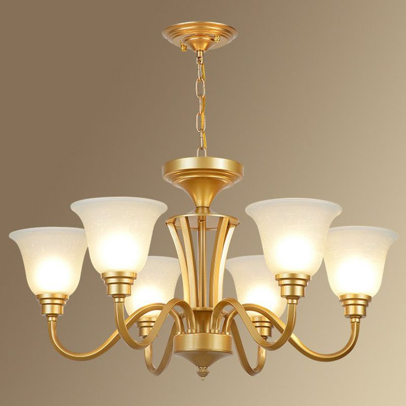 Rustikale glockenförmige Suspension lichtcreme Glas Kronleuchter Beleuchtung für Esszimmer