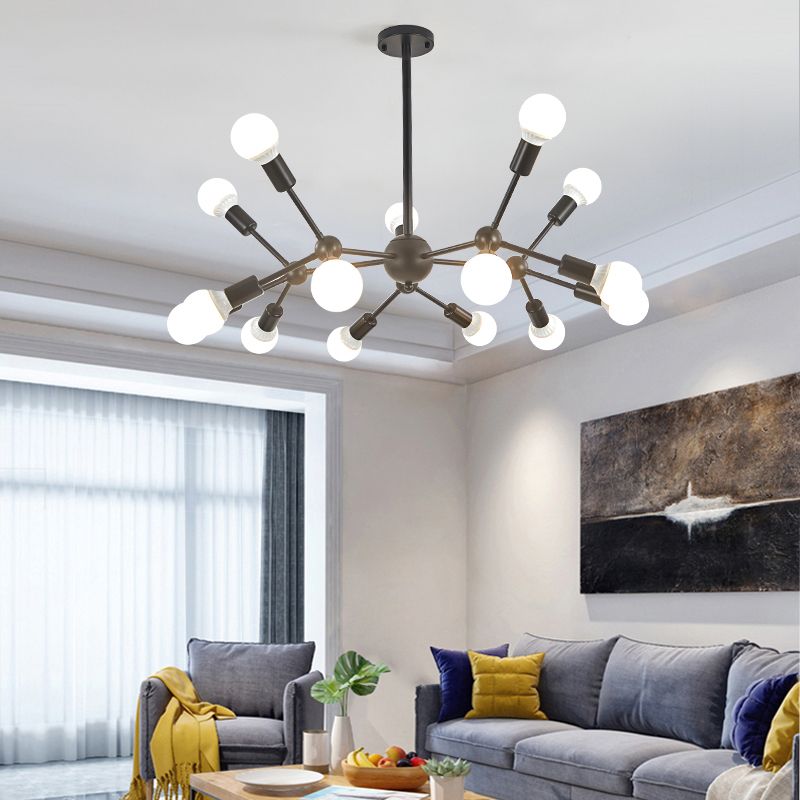 Postmoderne Kronleuchterleuchte Lampenleuchte exponierte Glühbirnen -Metall -Pendellicht für Wohnzimmer