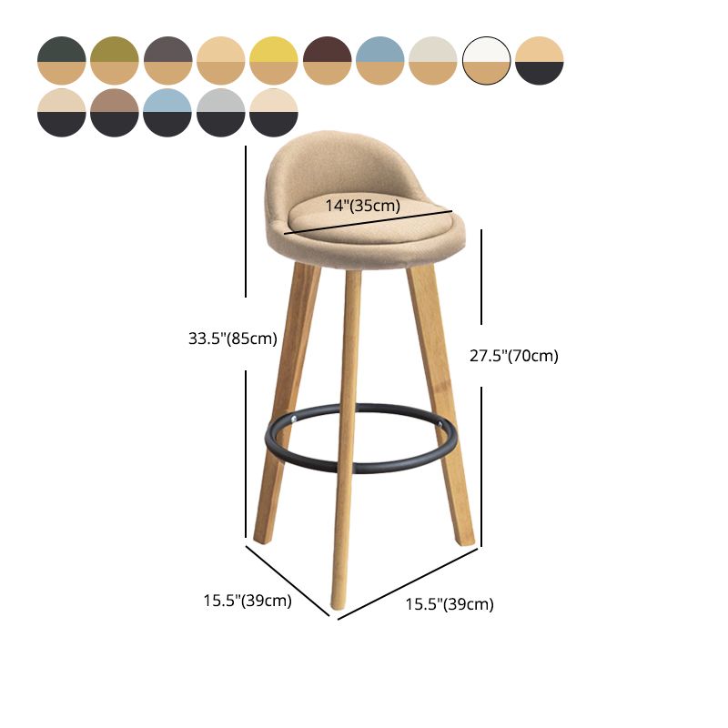 Modern Armless Backrest Counter Stool Rubber Wood kitchen Bar Stool with Cushion and Pedal