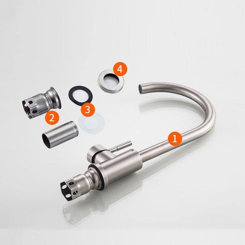 Modern Kitchen Sink Faucet Stainless Steel with Handles and Supply Lines Kitchen Faucet