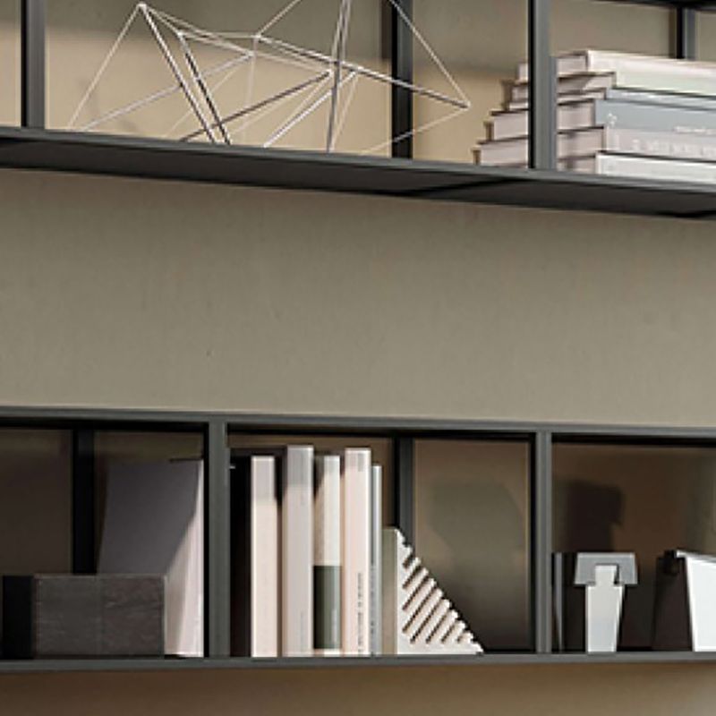 Closed Back Wall Mounted Bookshelf Metal Shelves Included Bookcase in Black