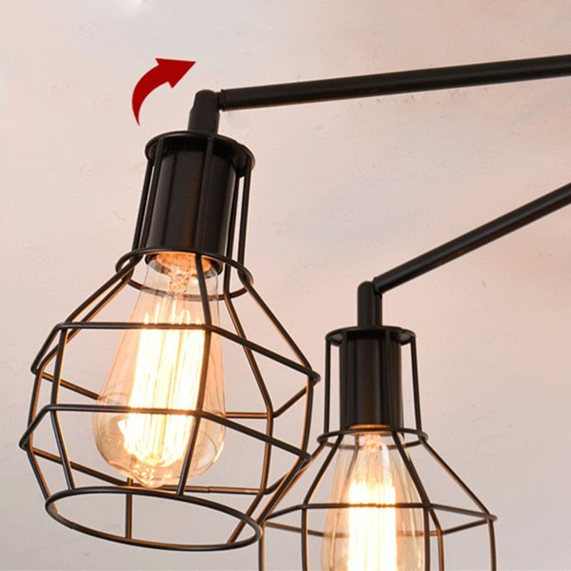 Industrial Style Flush Mount Metal Ceiling Light  in Black for Hallway