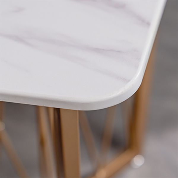 Contemporary Rectangle Dinette Set 1/2/4/5/7 Pieces White Marble Dining Table Set