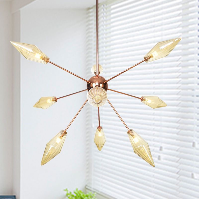Industrie -Diamantbern-/klarer Glaskronleuchterlampe 9/12/15 Lichter hängende Deckenbehandlung mit Starburst -Design