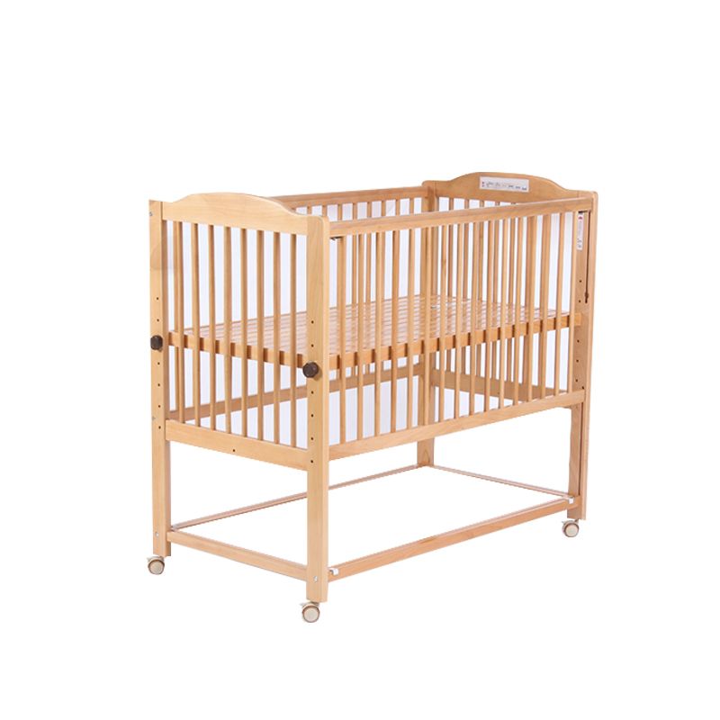 Solid Wood Convertible Crib Farmhouse Nursery Crib with Casters