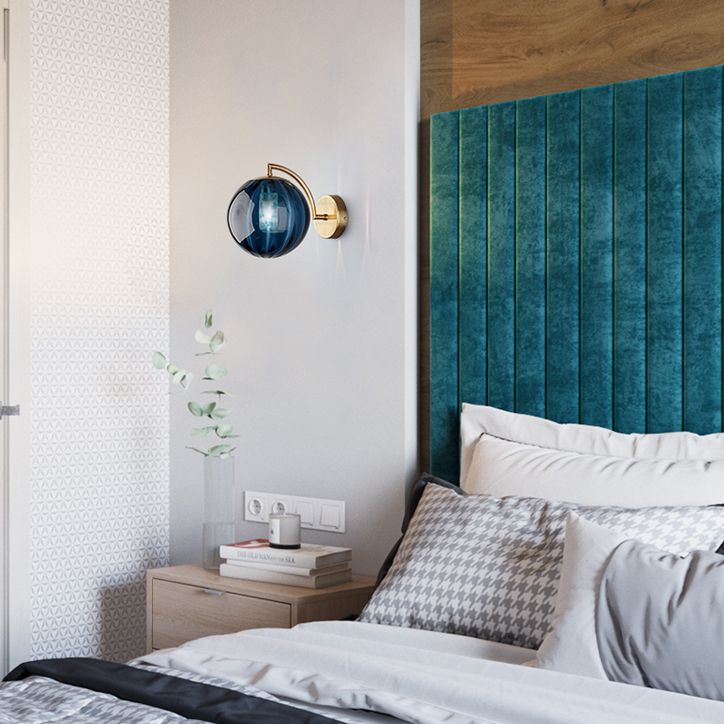 Glass Globe Wall Light in Modern Creative Style Wrought Iron Wall Lamp for Bedroom