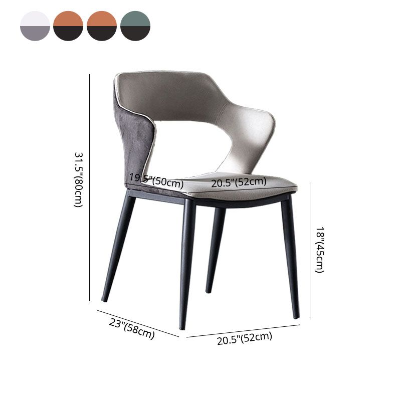 Moderne faux lederen eetkamerstoelen arm metalen eetstoelen voor restaurantgebruik