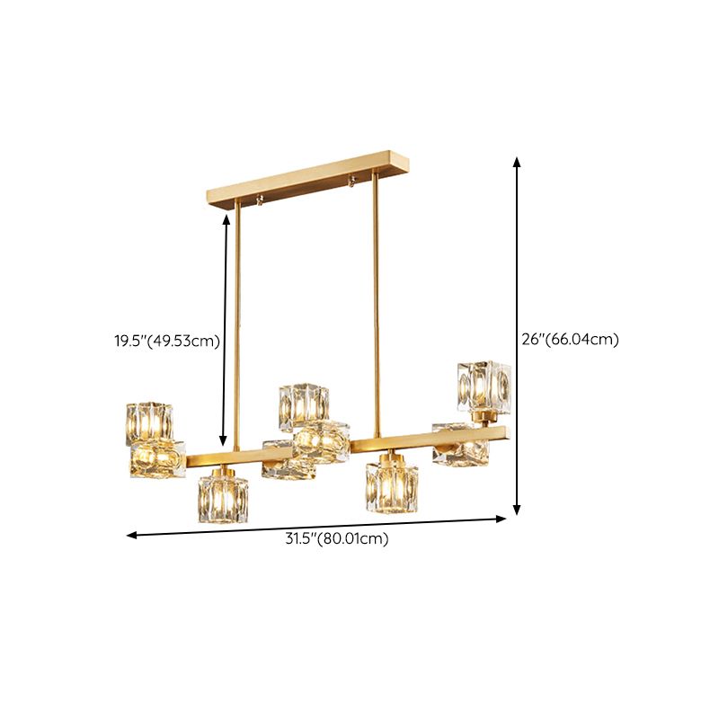 Contemporary 7/9/11/13/15-Light Golden Kitchen Island Lighting LED Ceiling Light