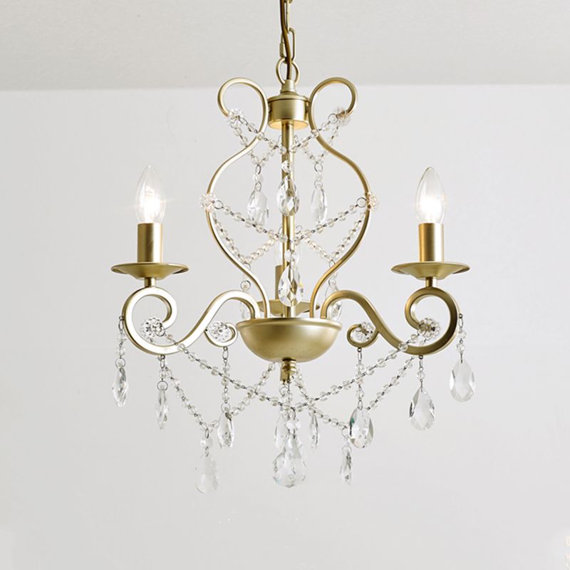 Crystal Metal Chandelier Lighting Fixtures Candlestick Chandelier in Gold for Living Room