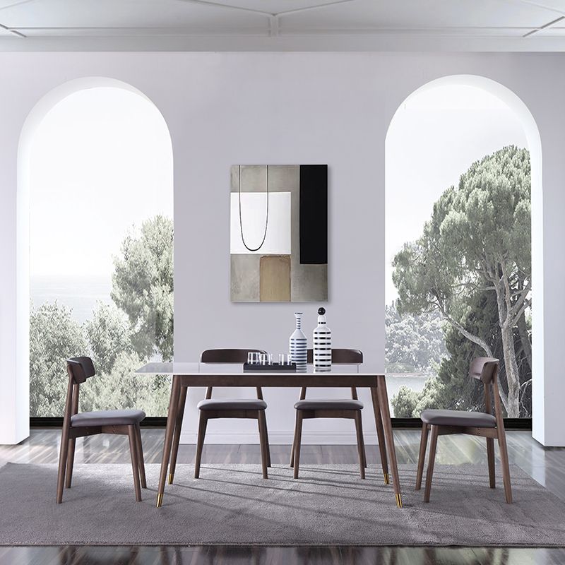 Minimalist Traditional Height Sintered Stone Dining Table Rectangle Dining Set For Home