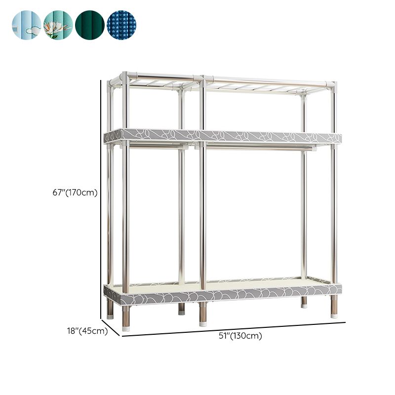 Contemporary Wardrobe Armoire with Shelves Steel Wardrobe Closet