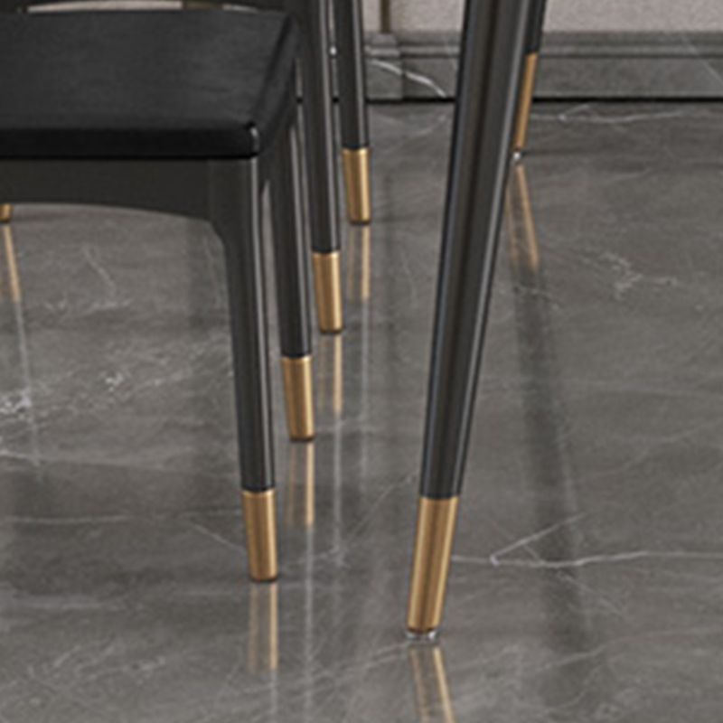 Nordic 1/4/5/7 Pièces Ensemble de restauration Table dessus en pierre fritté avec chaises en cuir