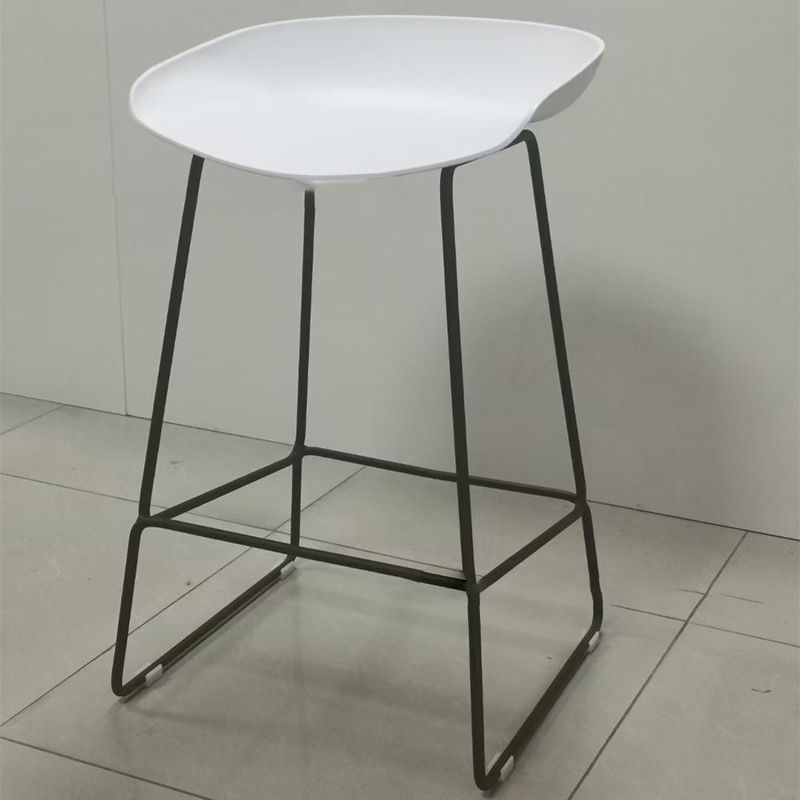Nordic Armless Counter Stool with 4 Legs Metal Bar Stool for Indoor