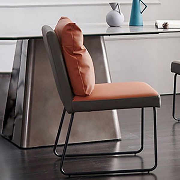 Silla lateral de cuero moderna para sala de estar, silla de comedor con respaldo sólido y acabado mate