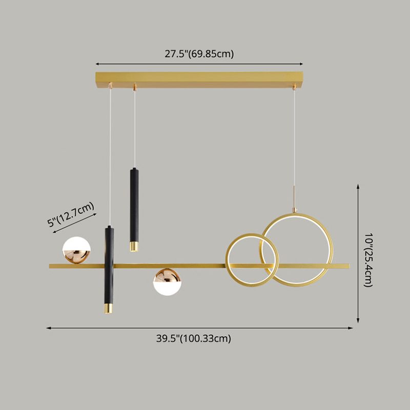 Modern Concise LED Island Light Aluminium Indoor Pendant Light with Acrylic Shade