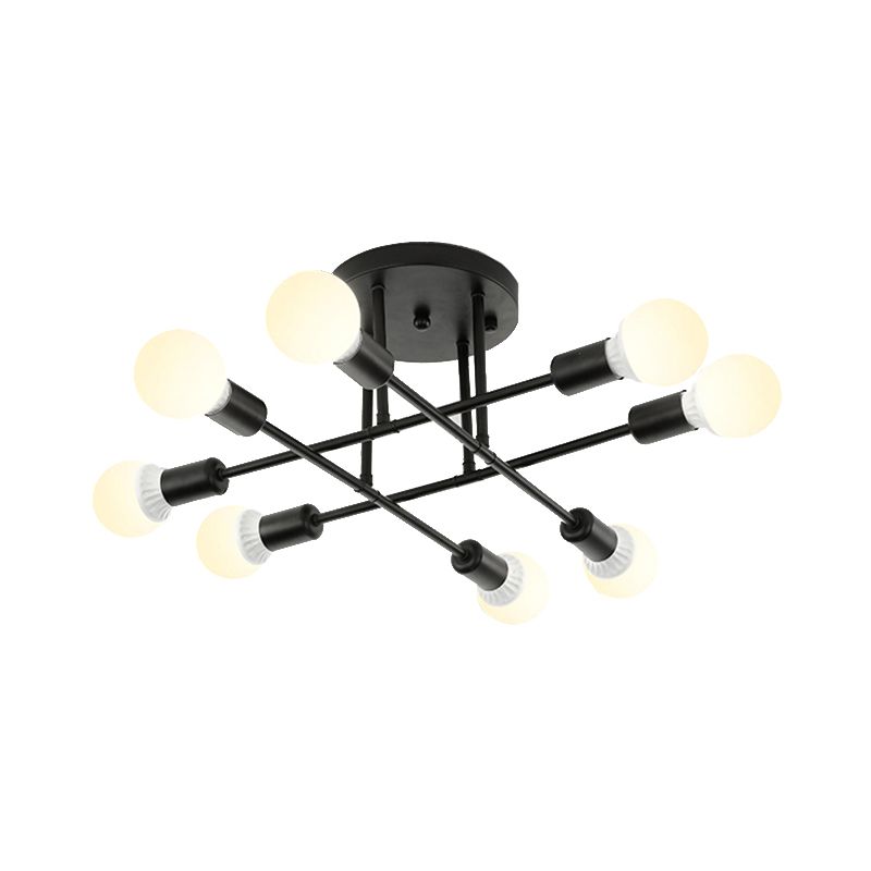 Bookstore Living Room Stacked Ceiling Light Metal Contemporary Semi Ceiling Mount Light