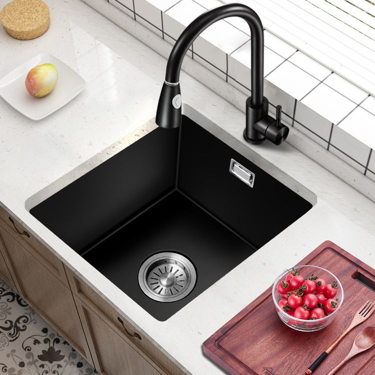 Black Kitchen Sink Ceramic Pull-out Faucet Anti-spill Rod Handle Sink