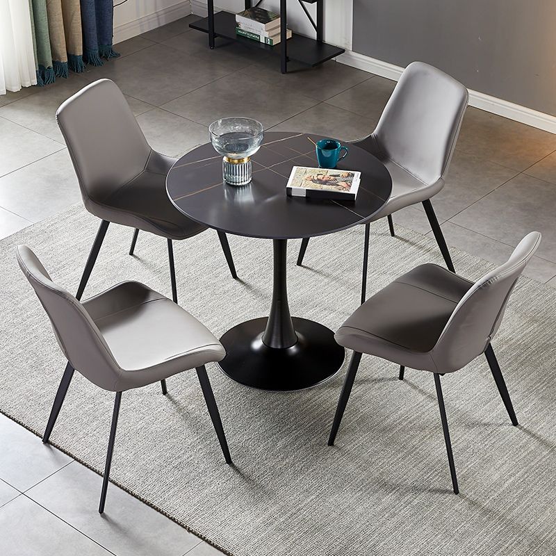 Mesa de comedor redonda Simplicity de piedra sinterizada con base de tulipán