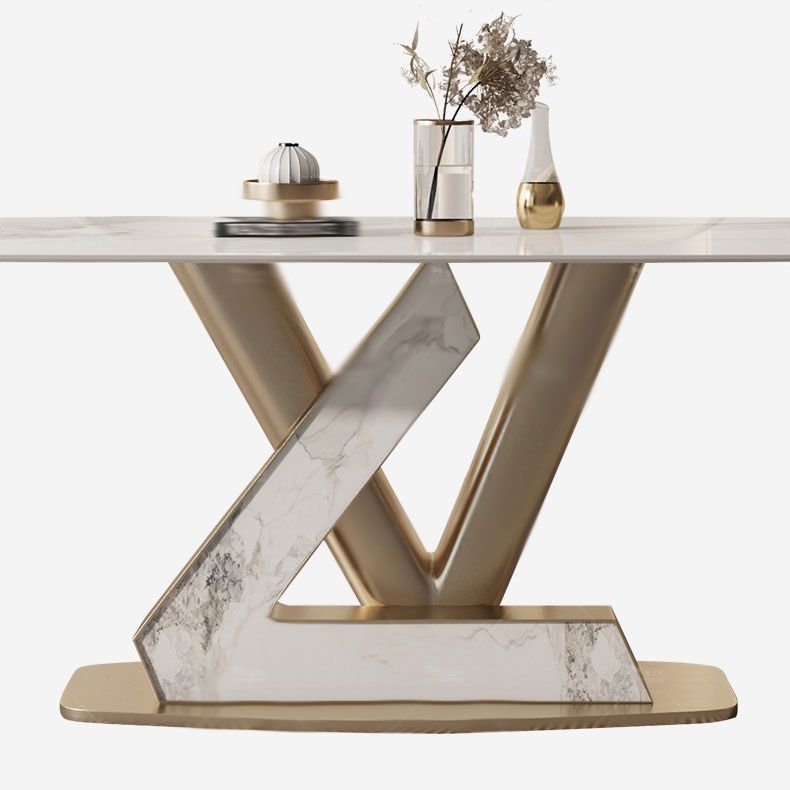 Luxury 1/4/5/7/9 Pieces Dining Set Sintered Stone Dining Table with Leather Chairs