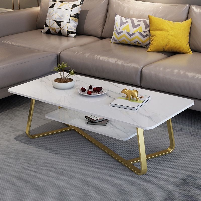 Slate Rectangle Coffee Table Abstract Base Type Single Cocktail Table