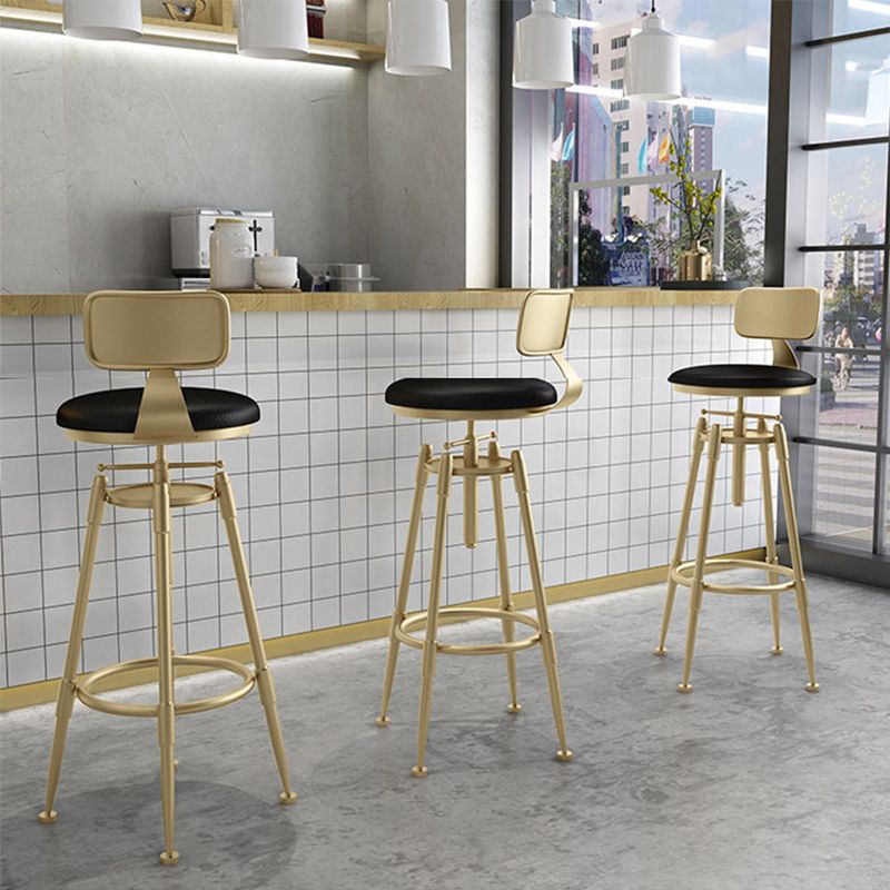 Scandinavian Metal Stool Upholstered Round Seat Counter Stool