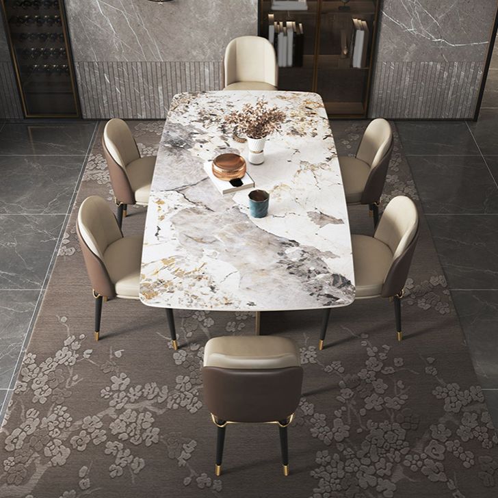 Luxurious Sintered Stone Top Dining Set Rectangle 1/4/5/6/7 Pieces Dining Table Set