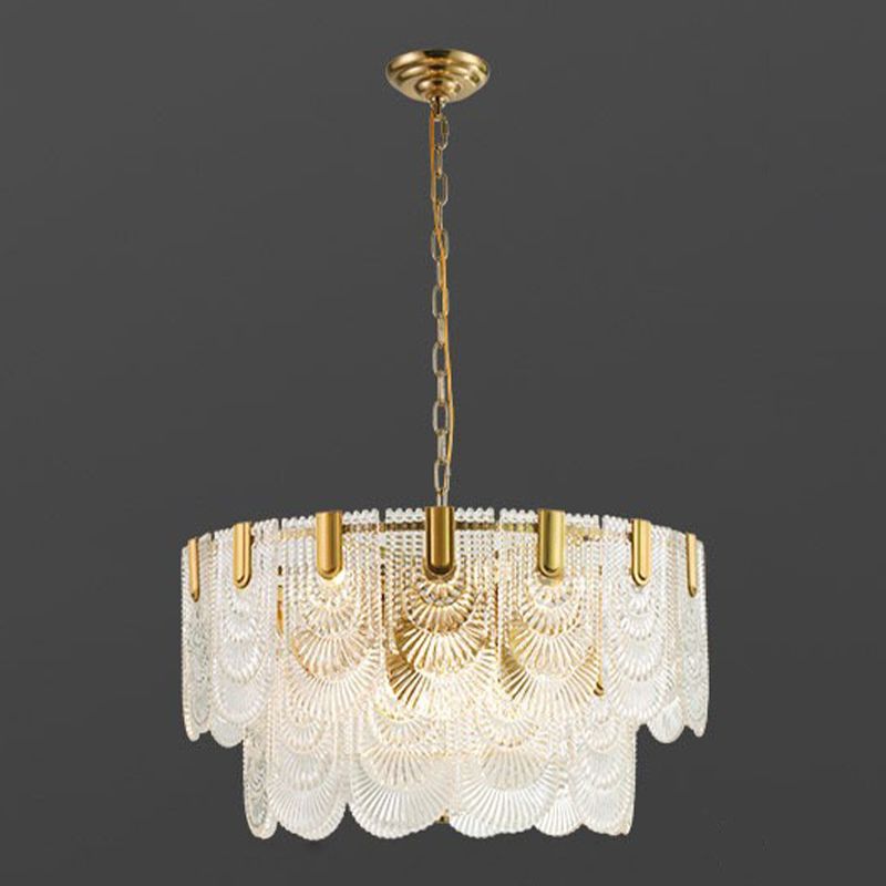 Tiered Chandelier Light Fixture Vintage Glass Pendant Lamp for Restaurant