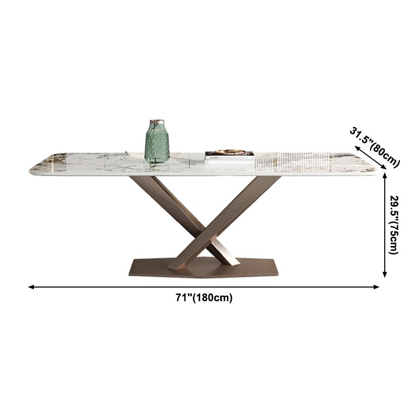 Metaal traditionele luxe rechthoek binnen tafel gesinterde stenen tafel met voetstukbasis