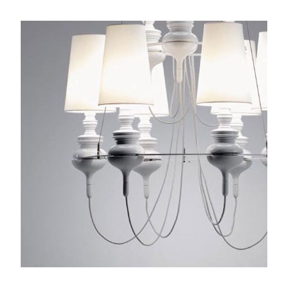 Lampada del lampadario a cono Tessuto modernismo 6 luci appesi luce soffitto in bianco/nero/oro