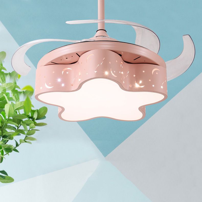 Lovely Color Ceiling Fan Light Fixture Modern LED Ceiling Flush Mount for Kids' Room