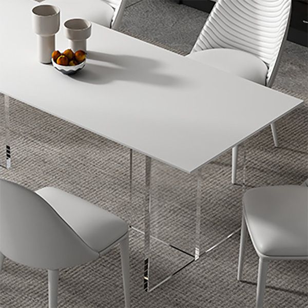 Medieval Modern Rectangle Dining Table Sintered Stone Table with Acrylic Legs for Home Use