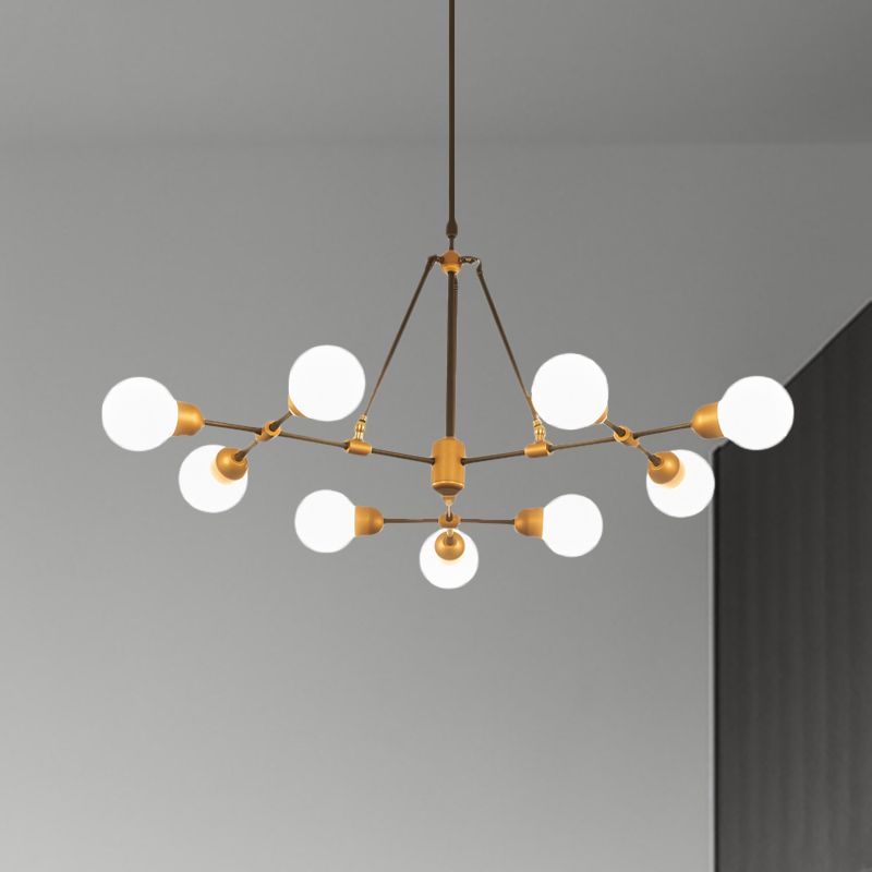 Modo woonkamer kroonluchter opaalglas multi-head modern stijlvol hanglampje in messing