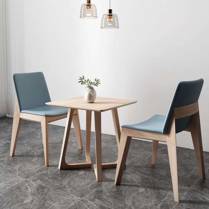 Square Wood Color Dining Table Solid Wood Table Industrial with Double Pedestal